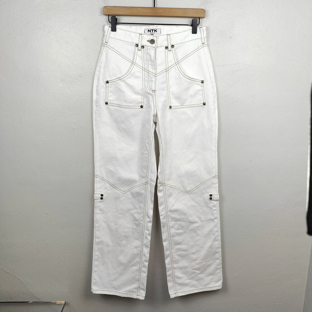 NTK The Rodeo‎ Jeans Womens 28 White Seamed Wide Leg Western California Preppy